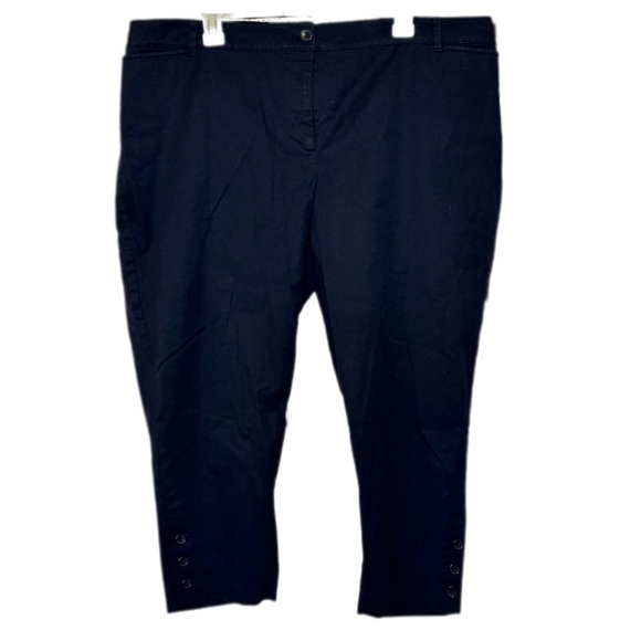 Talbots 20W Black Perfect Crop pants with calf button detail